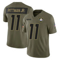 Perkns P.Steelers #11 Michael Pittman Jr. Player Olive 2025 Salute To Service Limited Home Game Stitched Jerseys