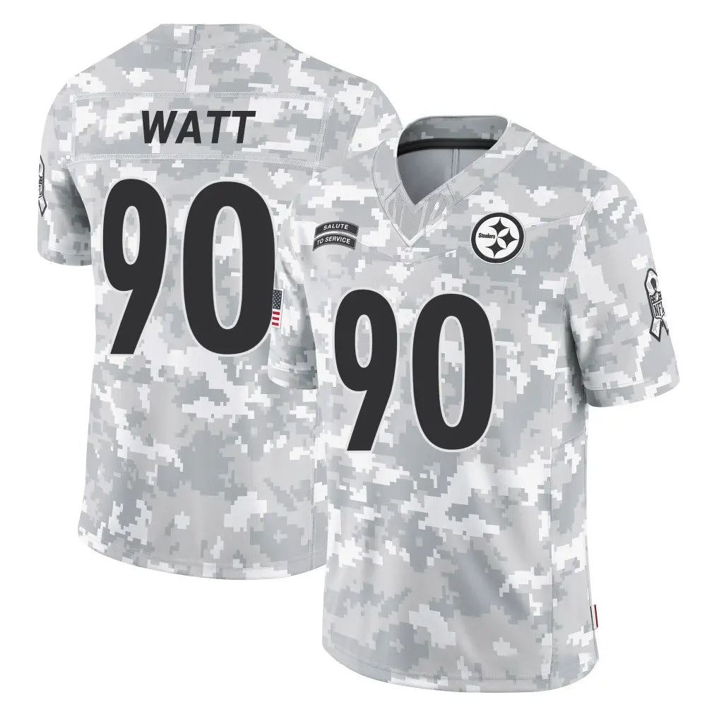 Perkns P.Steelers #90 T.J. Watt Player Arctic Camo Limited Salute To Service Home Game Stitched Jerseys