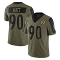 Perkns P.Steelers #90 T.J. Watt Player Olive Salute To Service Limited Game Stitched Jerseys