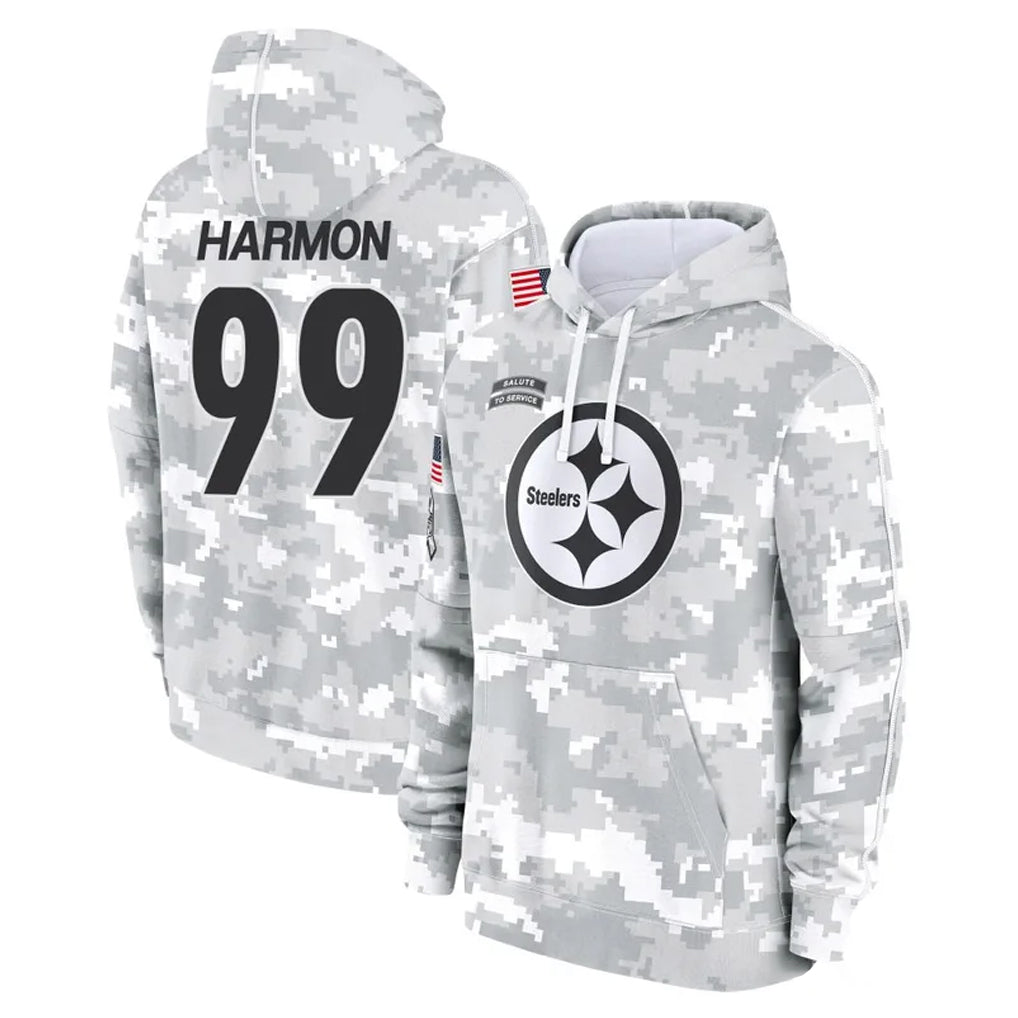 Perkns P.Steelers #99 Derrick Harmon Player Arctic Camo Limited Salute to Service Pullover Hoodies Game Stitched Jerseys