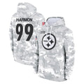 Perkns P.Steelers #99 Derrick Harmon Player Arctic Camo Limited Salute to Service Pullover Hoodies Game Stitched Jerseys