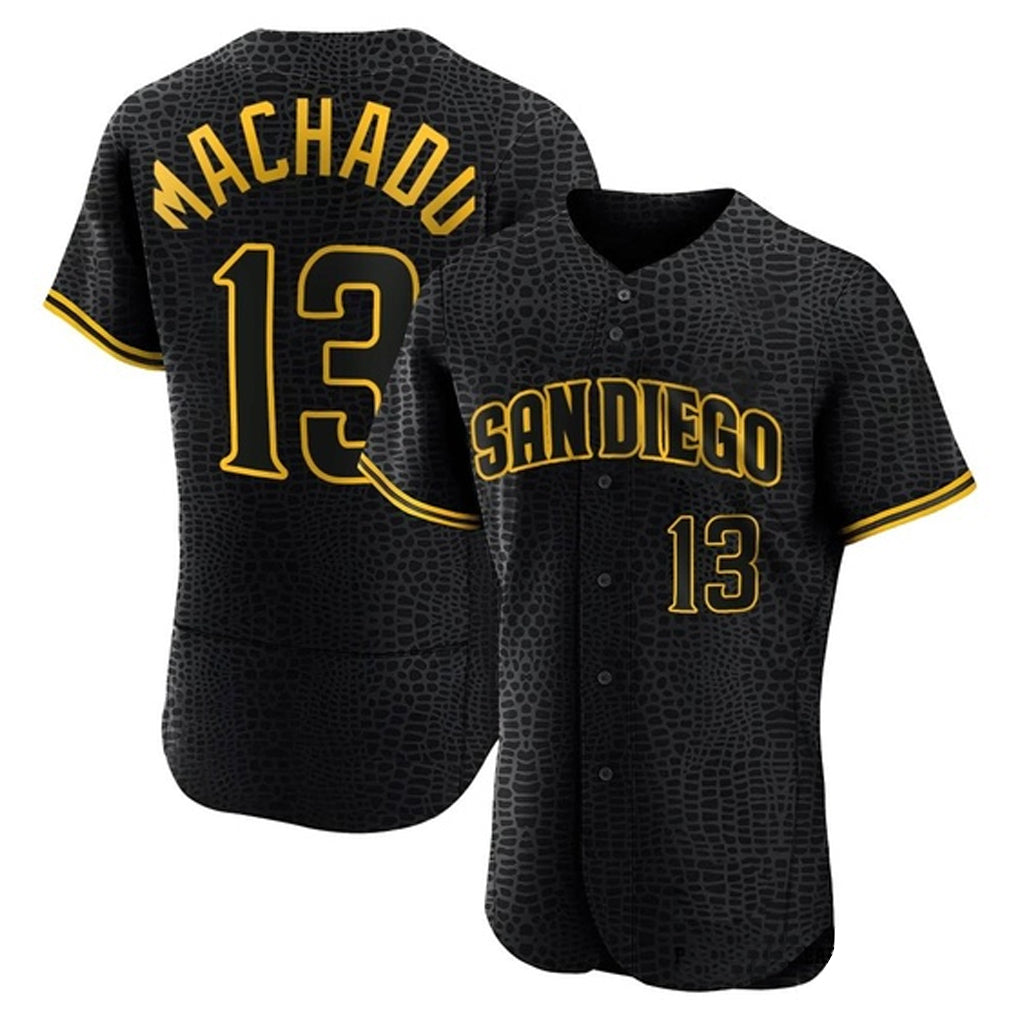 Perkns S.Diego Padres #13 Manny Machado Player Black Snake Skin City Home Elite Stitched Jerseys