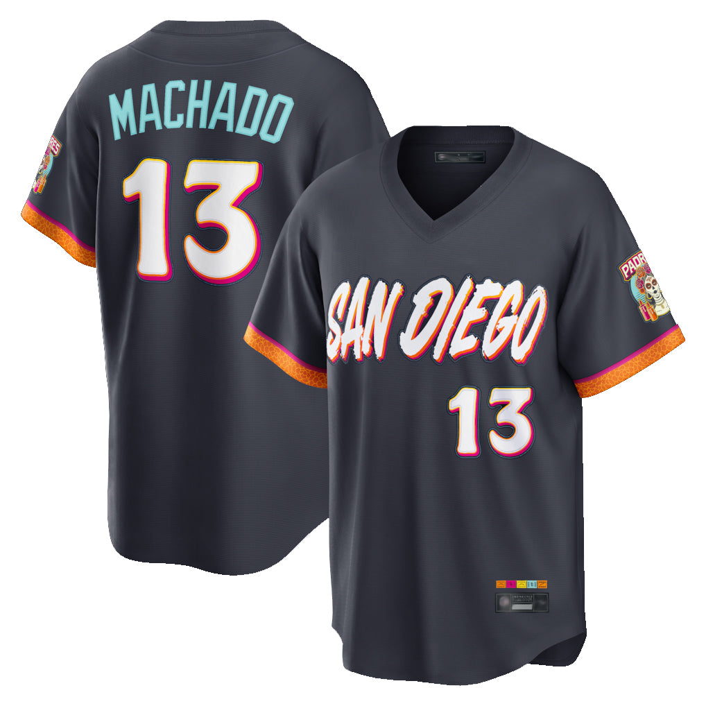 Perkns S.Diego Padres #13 Manny Machado Player Obsidian 2026 City Connect Home Game T-shirt Stitched Jerseys