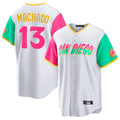 Perkns S.Diego Padres #13 Manny Machado Player White City Connect Home Game Stitched Jerseys