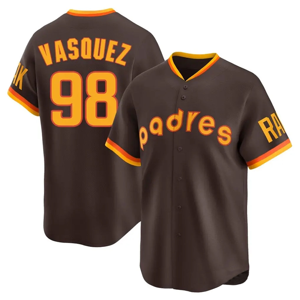 Perkns S.Diego Padres #98 Randy Vasquez Player Brown Home Cooperstown Collection Replica Game Stitched Jerseys