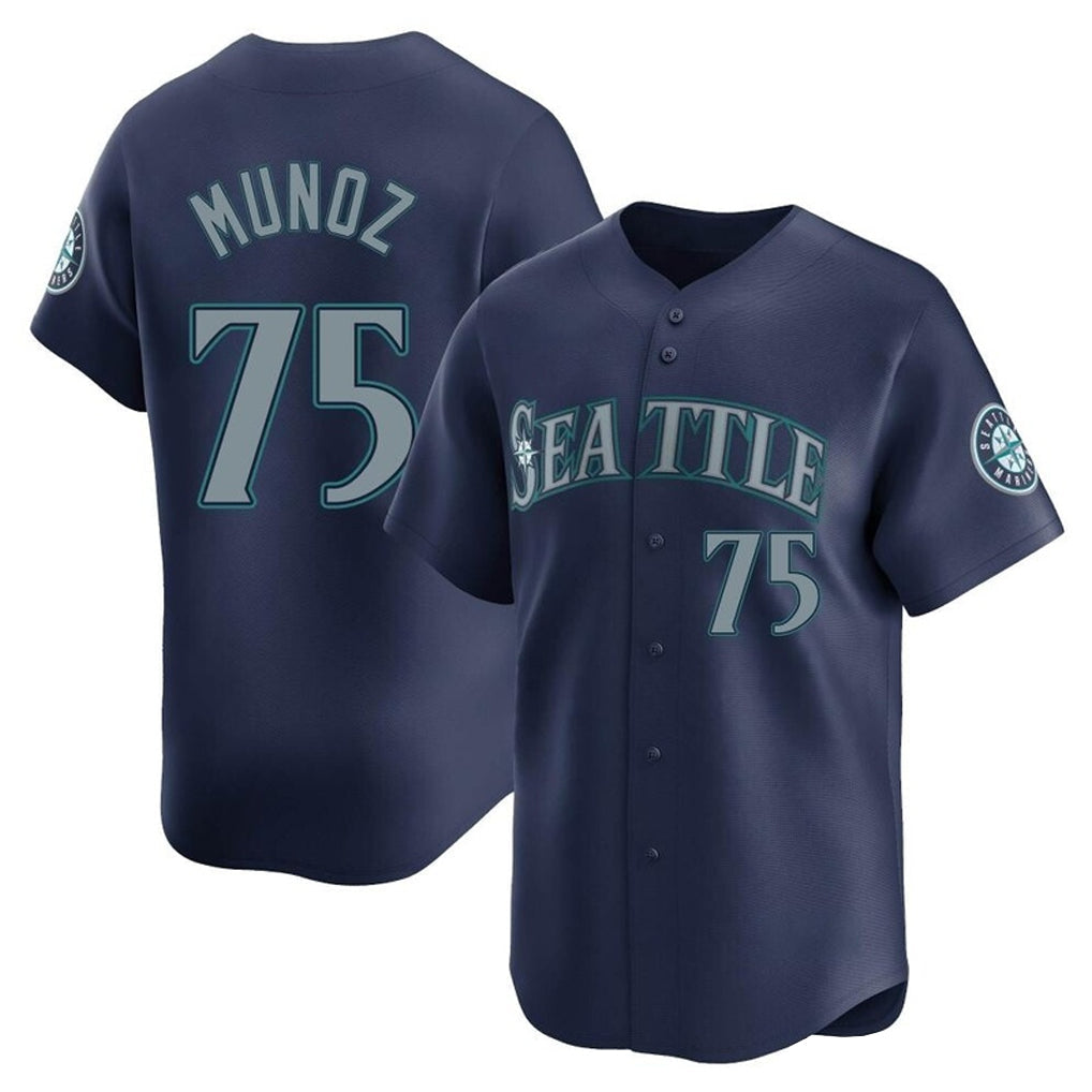 Perkns S.Mariners #75 Andres Munoz Player Navy Home Limited Stitched Jerseys