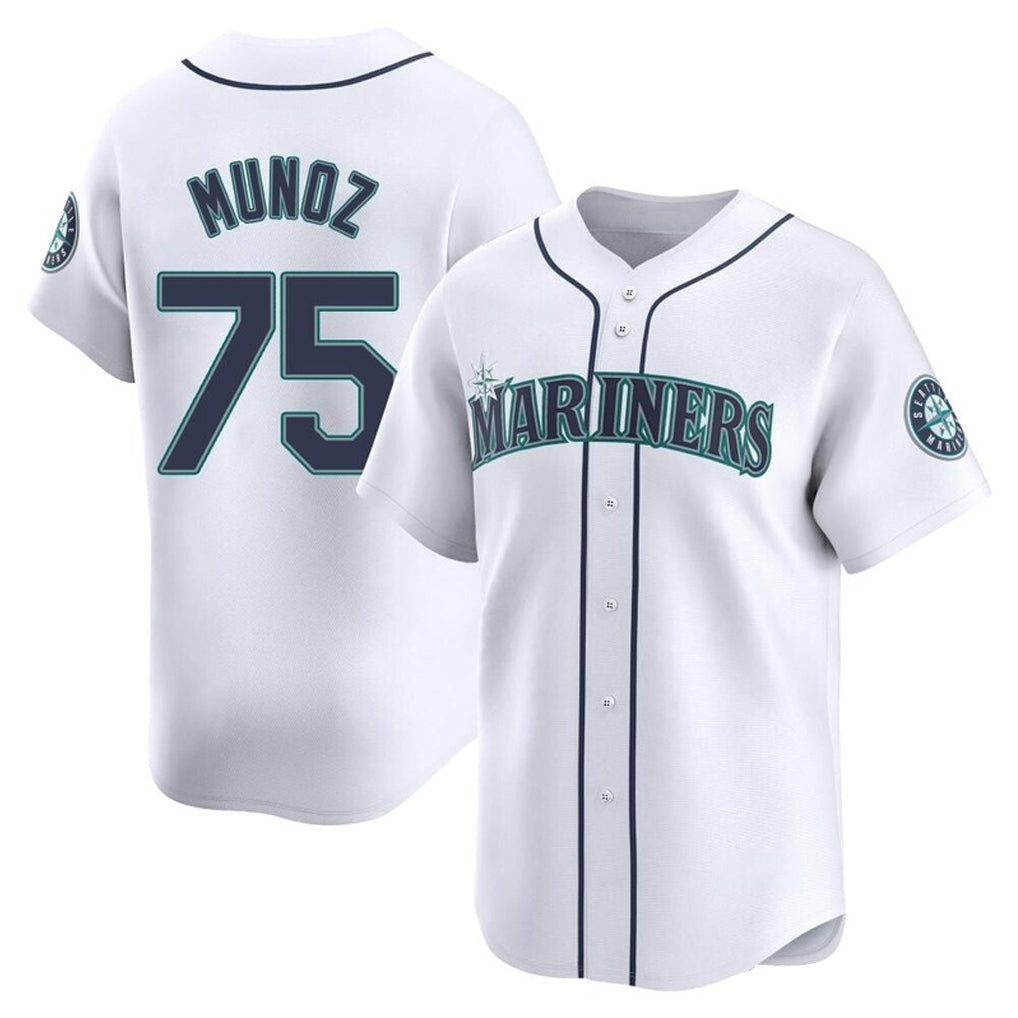 Perkns S.Mariners #75 Andres Munoz Player White Home Limited Stitched Jerseys
