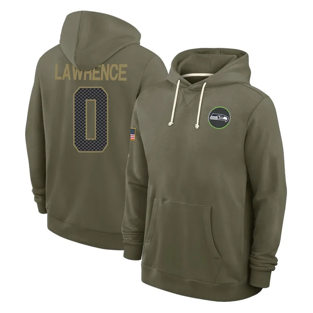Perkns S.Seahawks #0 DeMarcus Lawrence Player Olive Salute to Service Pullover Hoodies Limited Stitched Jerseys