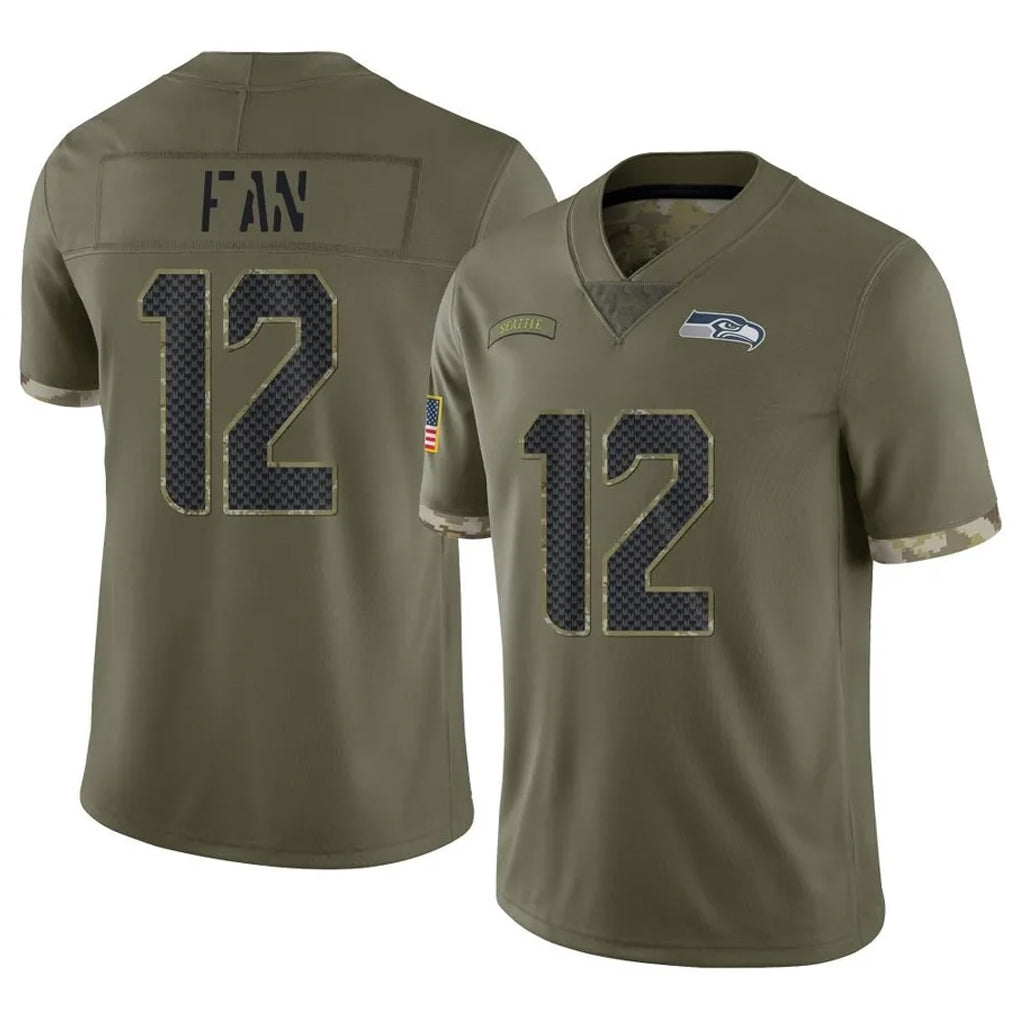 Perkns S.Seahawks #12 12th Fan Player Olive Limited Salute To Service Home Game Stitched Jerseys