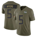 Perkns S.Seahawks #5 Jason Myers Player Olive 2025 Salute To Service Limited Home Game Stitched Jerseys