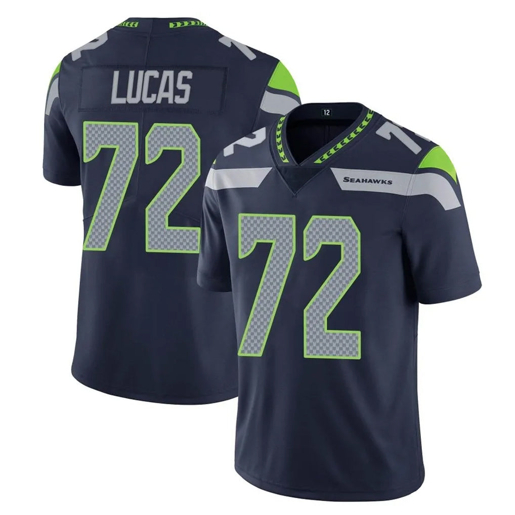 Perkns S.Seahawks #72 Abraham Lucas Player Navy Limited Vapor Untouchable Home Game Stitched Jerseys