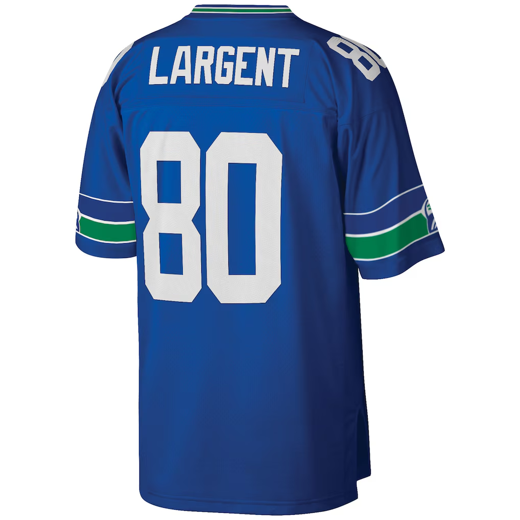 Perkns S.Seahawks #80 Steve Largent Mitchell & Ness Royal Big & Tall 1985 Retired Player Replica Jersey