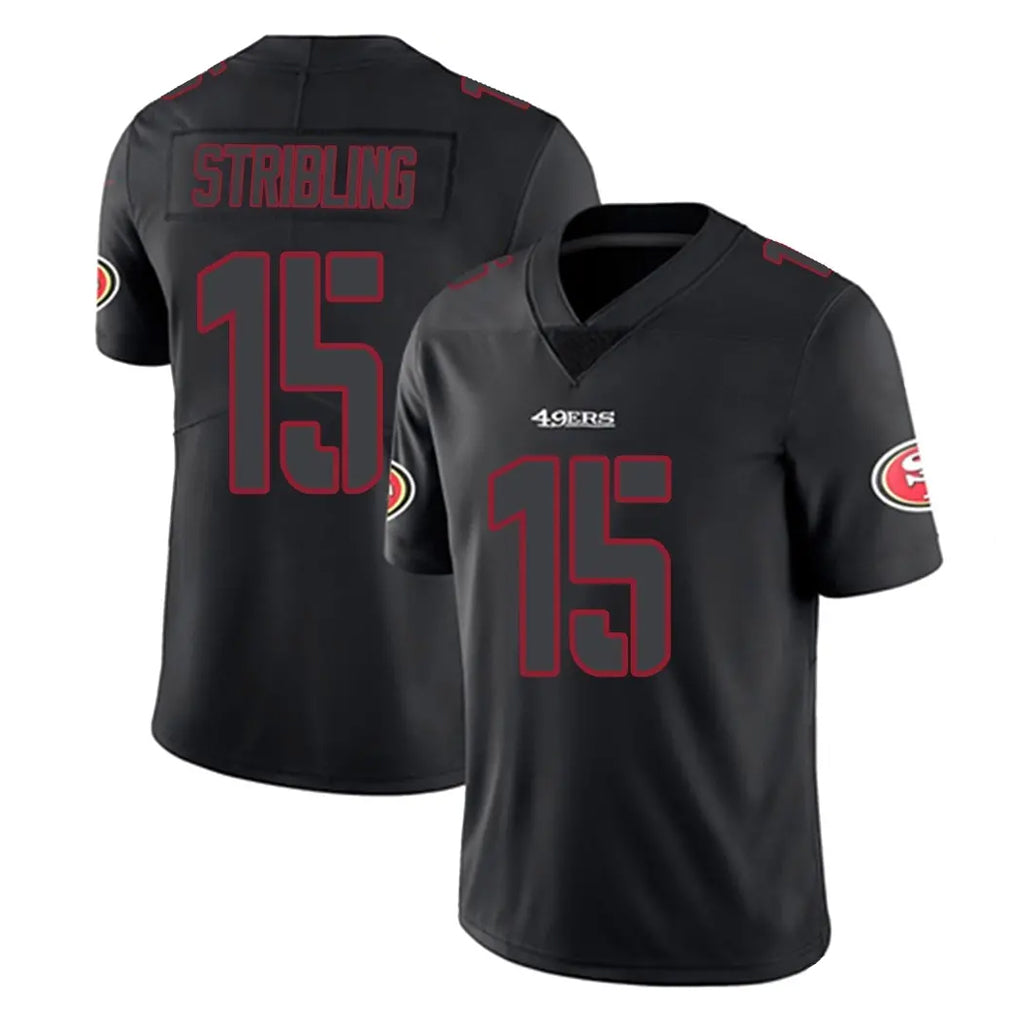 Perkns SF.49ers #15 De'Zhaun Stribling Player Black Impact Limited Home Game Stitched Jerseys