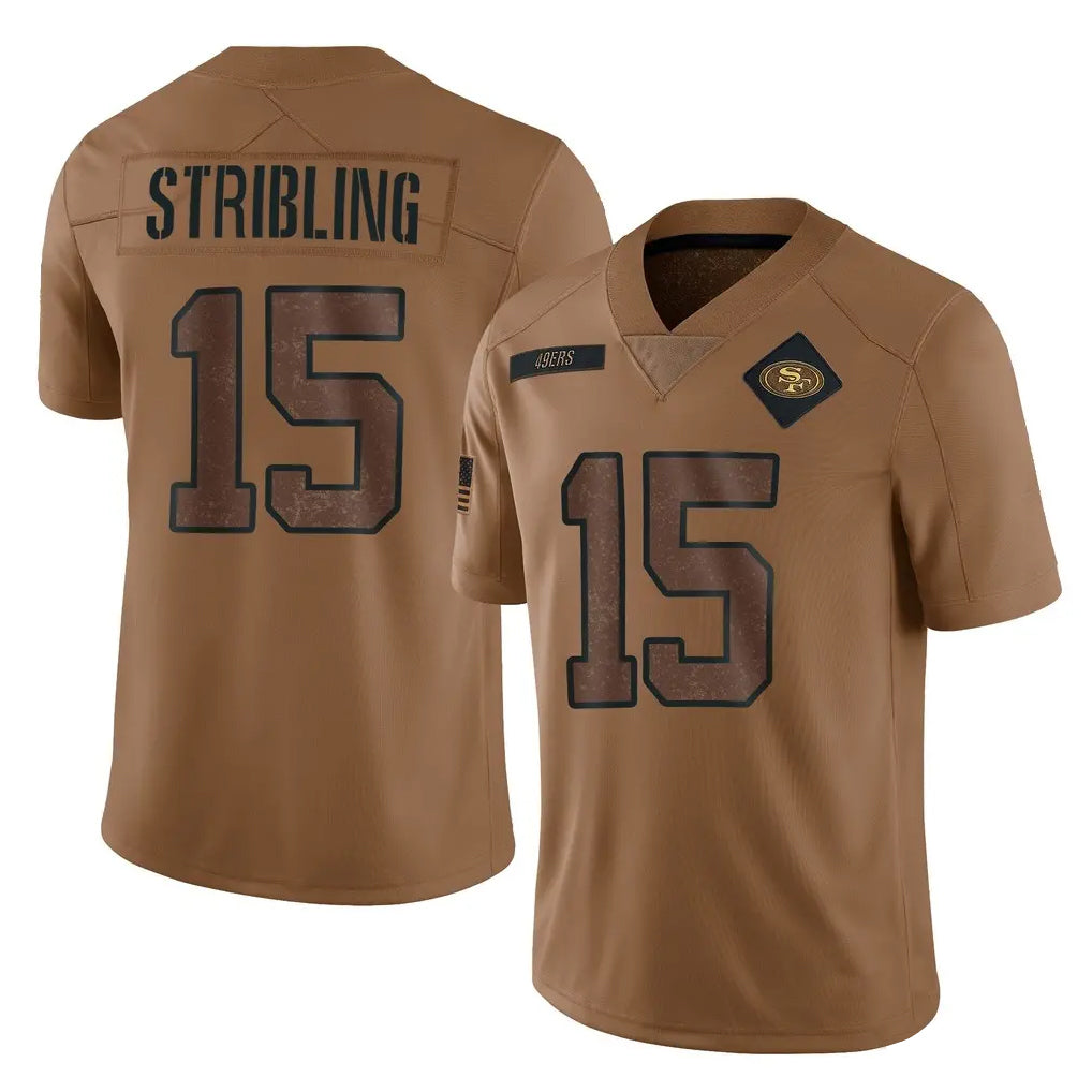 Perkns SF.49ers #15 De'Zhaun Stribling Player Brown Limited Salute To Service Home Game Stitched Jerseys