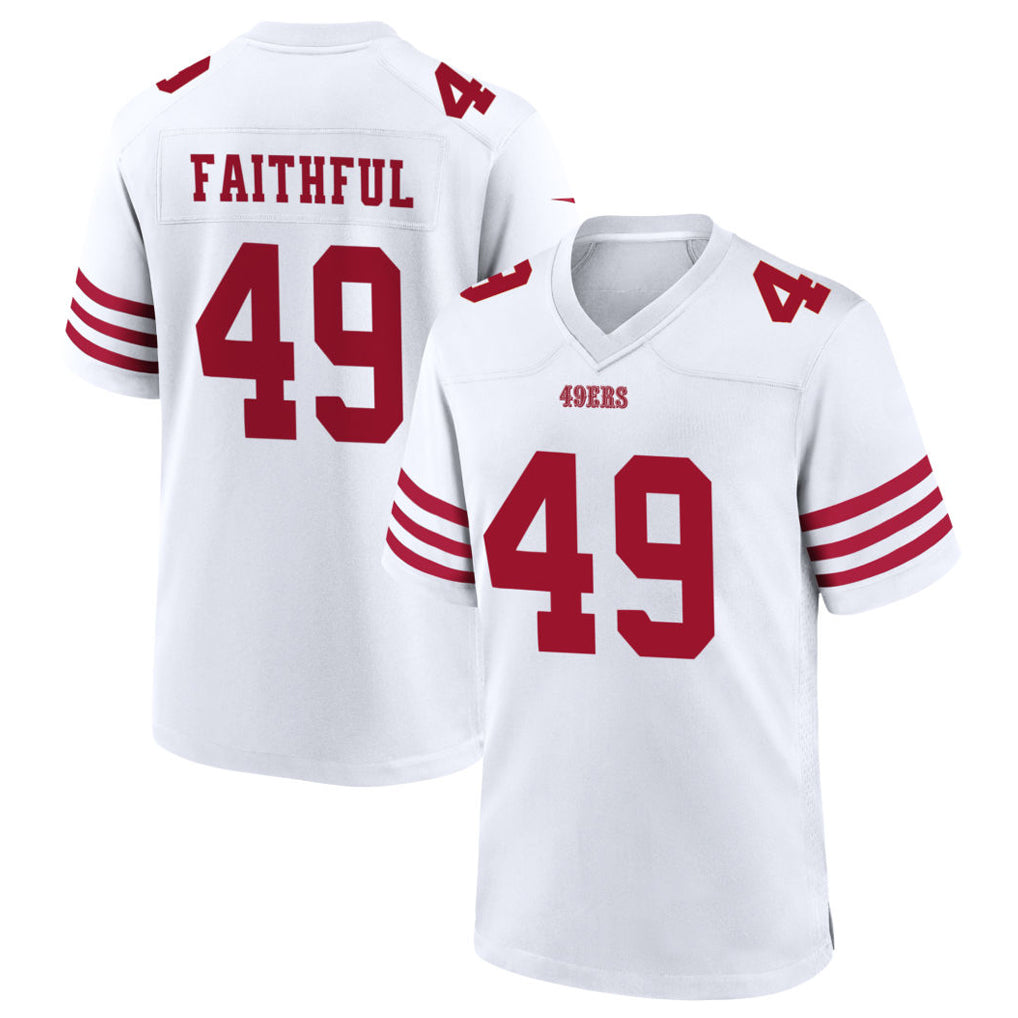 Perkns SF.49ers #49 The Faithful Player White Home Game Football Jerseys