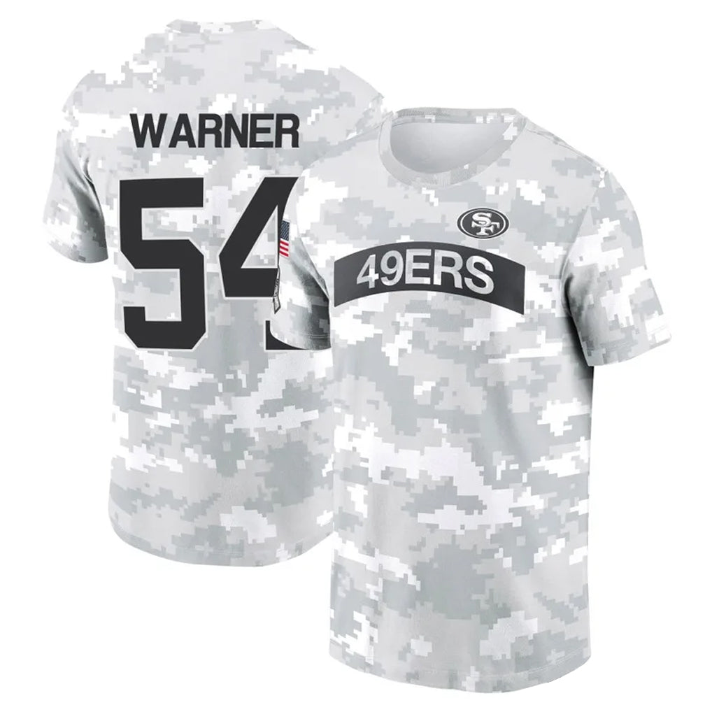 Perkns SF.49ers #54 Fred Warner Player Salute to Service Hoodies & T-Shirts Stitched Jerseys