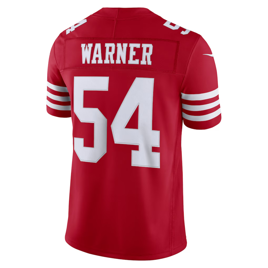 Perkns SF.49ers #54 Fred Warner Scarlet Team Vapor F.U.S.E. Stitched Limited Jerseys