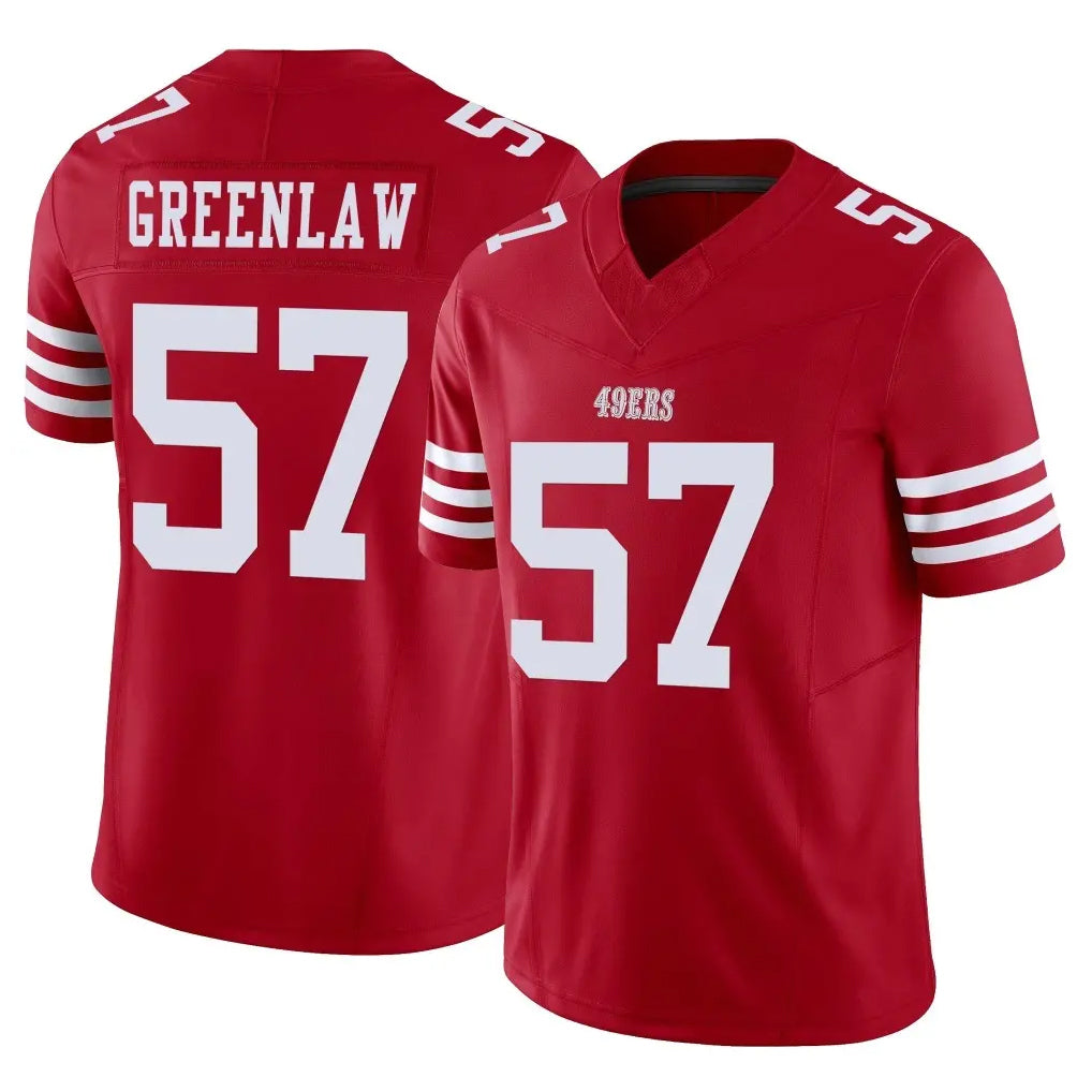 Perkns SF.49ers #57 Dre Greenlaw Player Red Limited Vapor F.U.S.E. Home Game Stitched Jerseys
