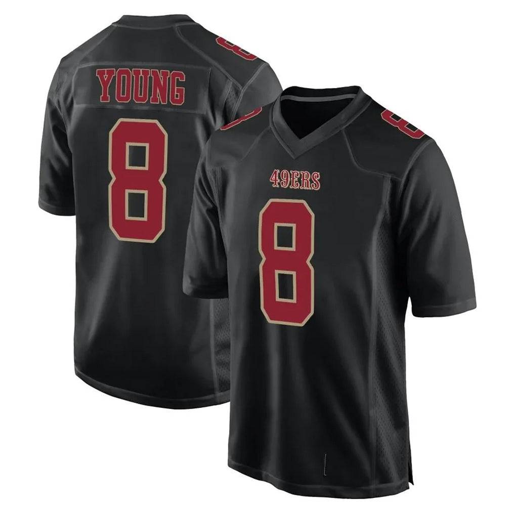 Perkns SF.49ers #8 Steve Young Player Black Fashion Game Football Jerseys