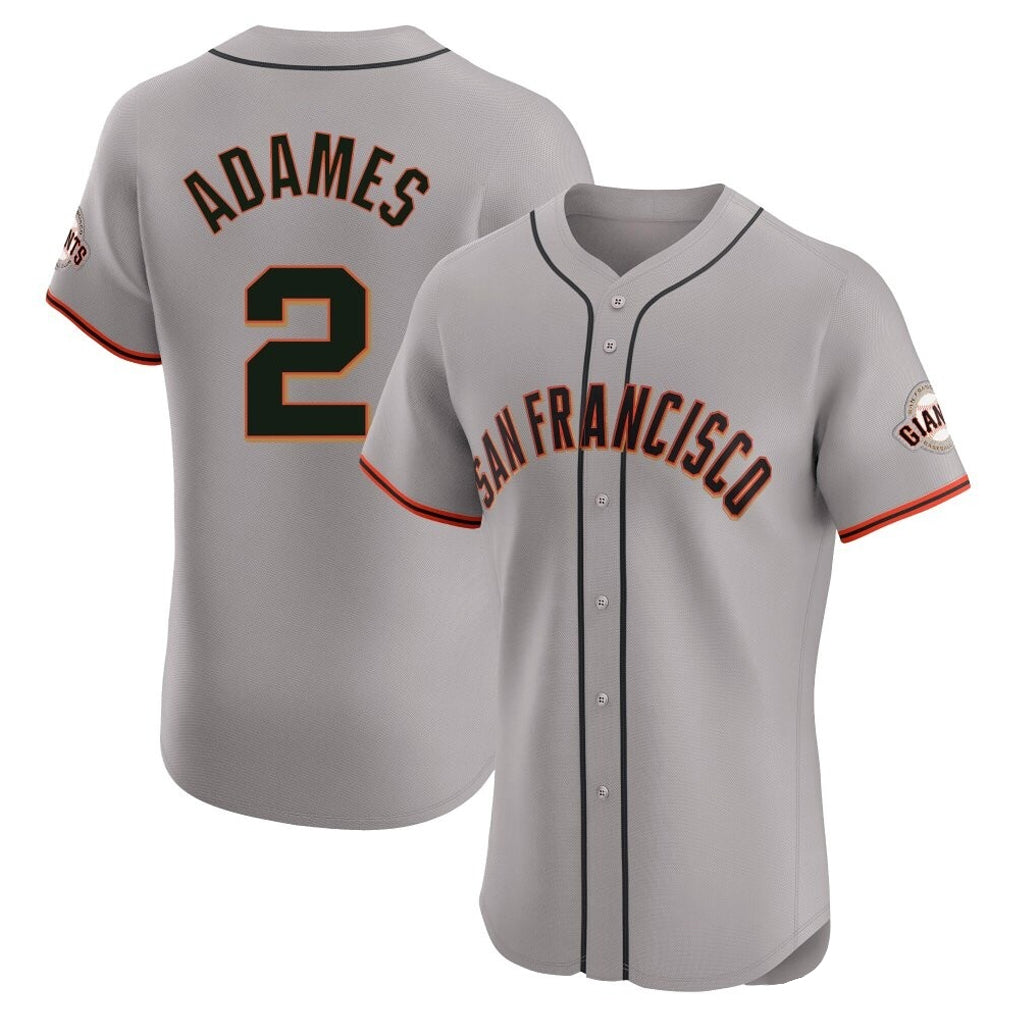 Perkns SF.Giants #2 Willy Adames Player Gray Home Limited Elite Stitched Jerseys