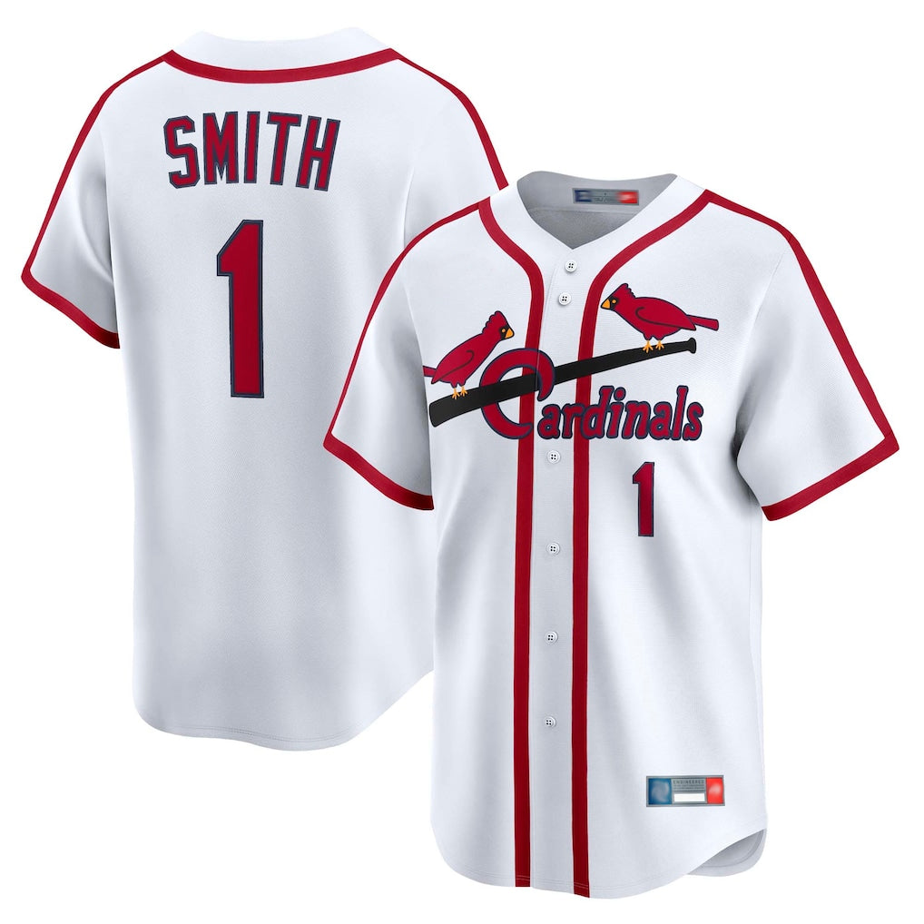 Perkns St. Louis Cardinals #1 Ozzie Smith Player White Throwback Cooperstown Collection Limited Stitched Jerseys