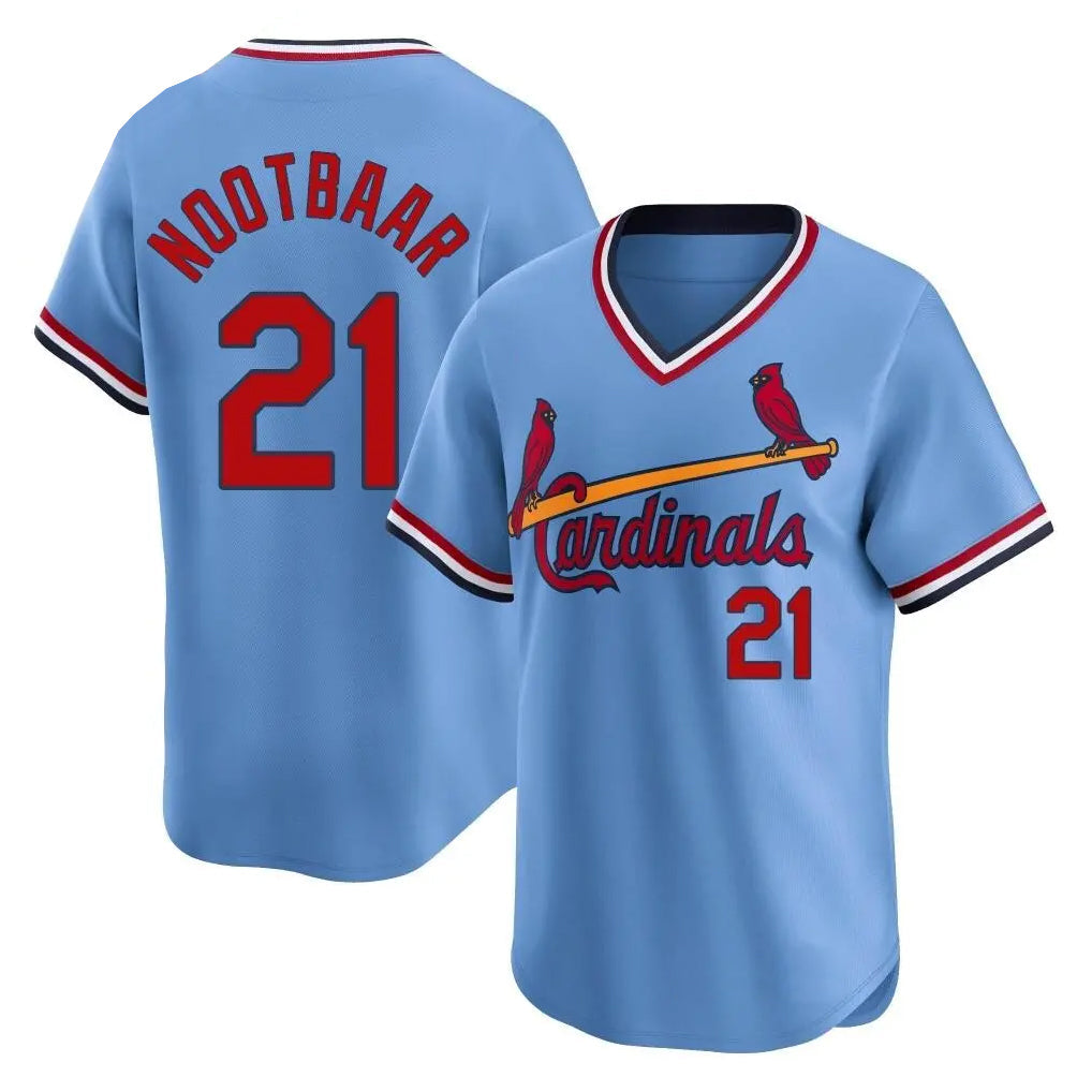 Perkns St. Louis Cardinals #21 Lars Nootbaar Player Light Blue City Connect Home T-shirt Stitched Jerseys