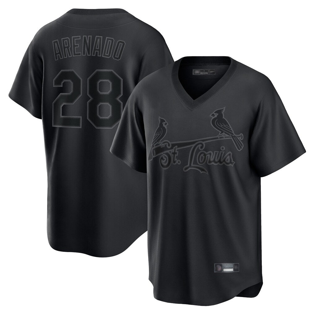 Perkns St. Louis Cardinals #28 Nolan Arenado Player Black City Connect T-shirt Stitched Jerseys