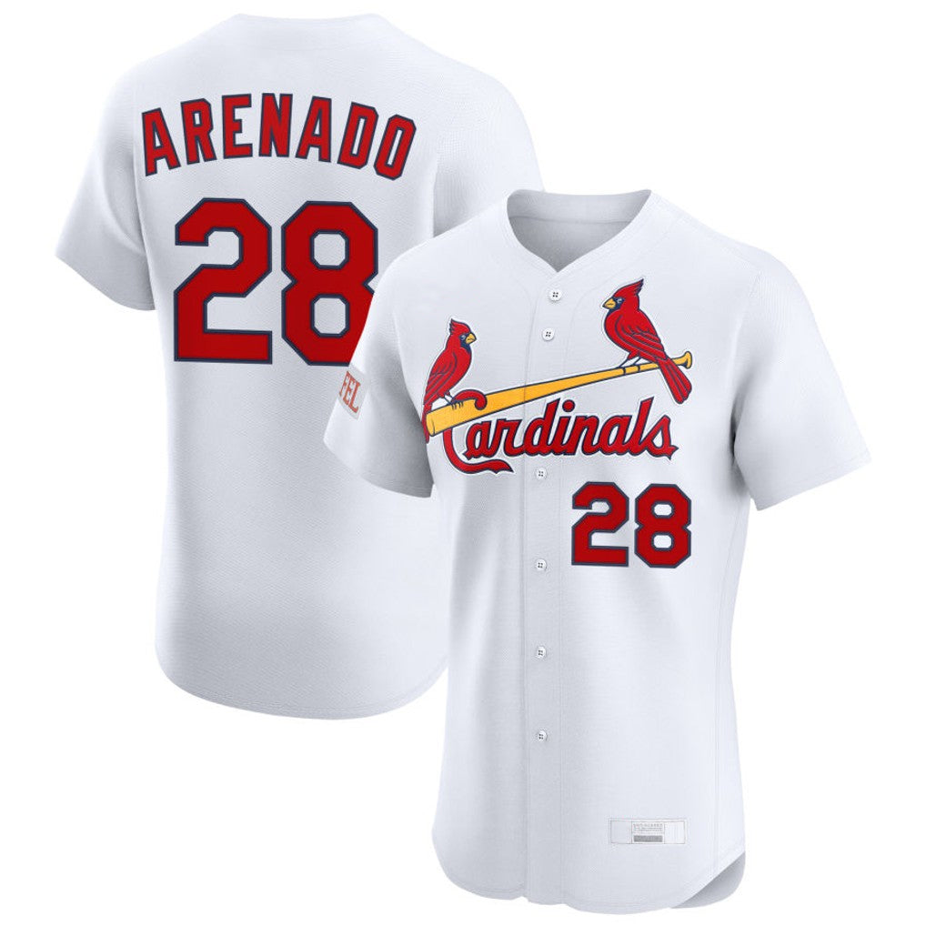 Perkns St. Louis Cardinals #28 Nolan Arenado Player White Home Limited Elite Stitched Jerseys
