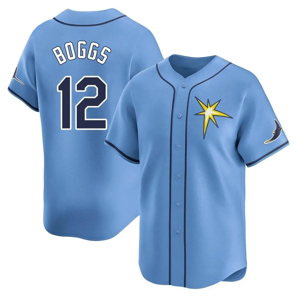 Perkns TB.Rays #12 Wade Boggs Player Light Blue Home Limited Stitched Jerseys
