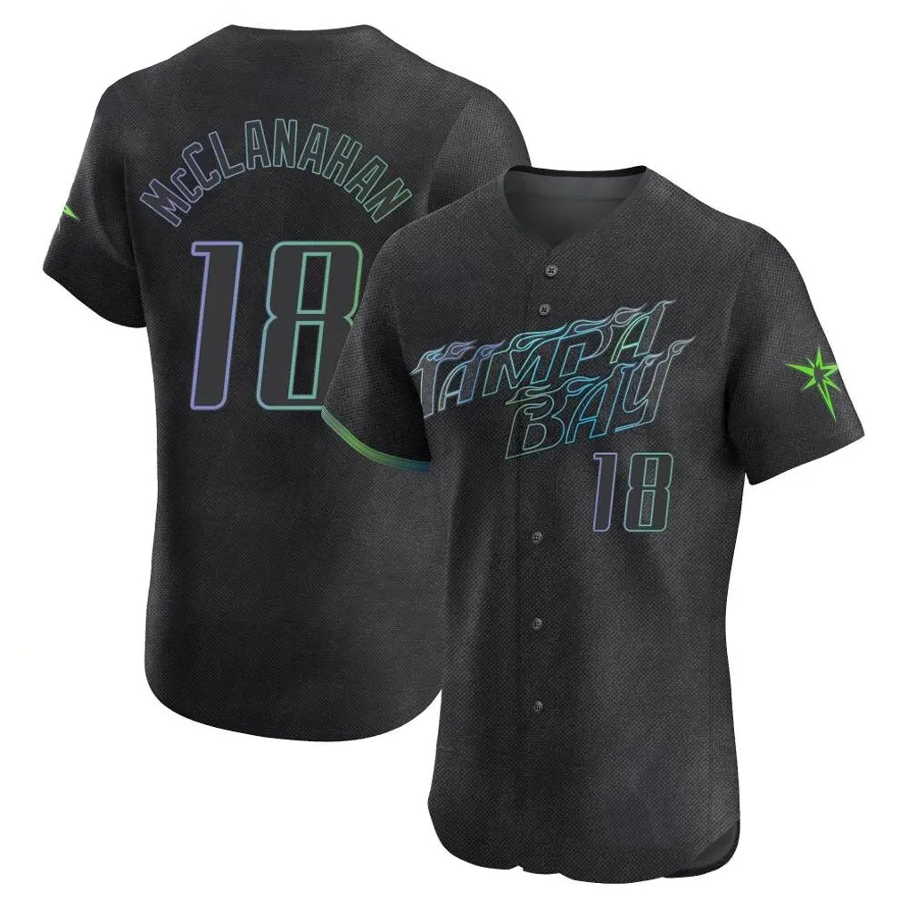 Perkns TB.Rays #18 Shane McClanahan Player Black City Connect Home Limited Elite Stitched Jerseys
