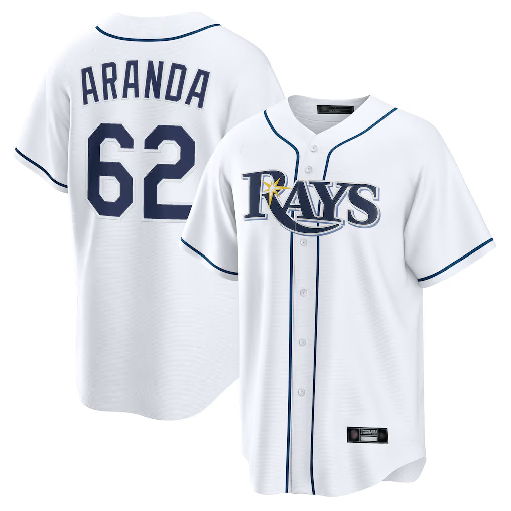 Perkns TB.Rays #62 Jonathan Aranda Player White Home Game Stitched Jerseys