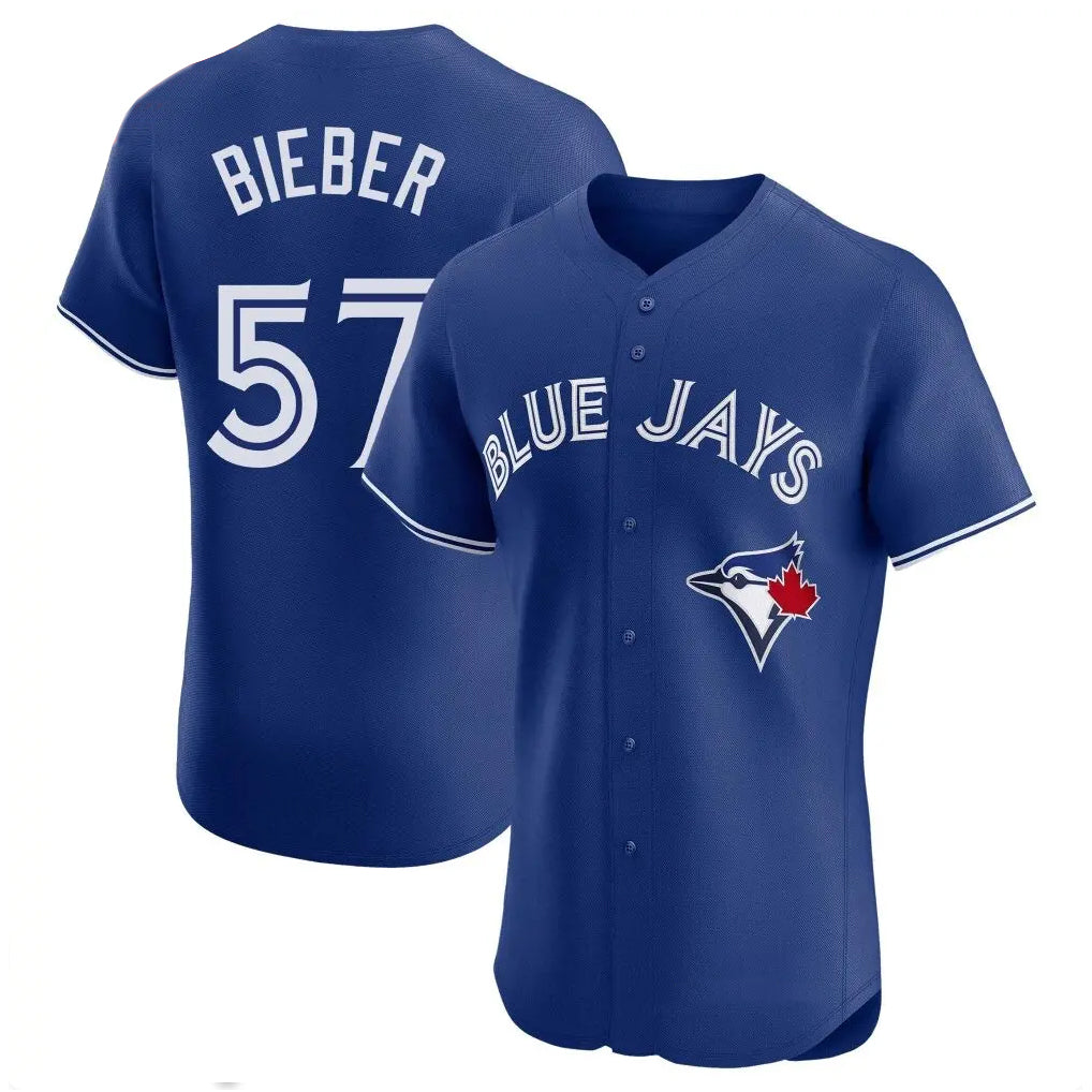 Perkns T.Blue Jays #57 Shane Bieber Player Royal Elite Home Limited Stitched Jerseys