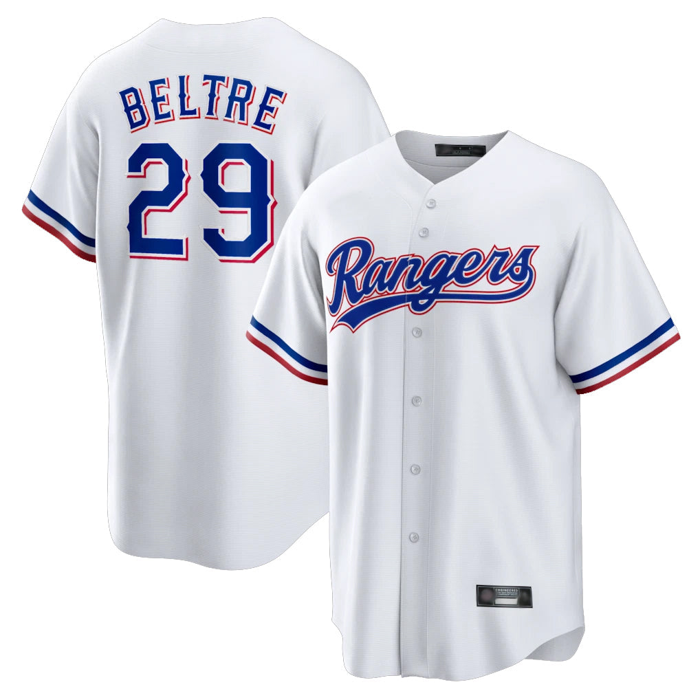 Perkns T.Rangers #29 Adrian Beltre Player White Home Game Stitched Jerseys