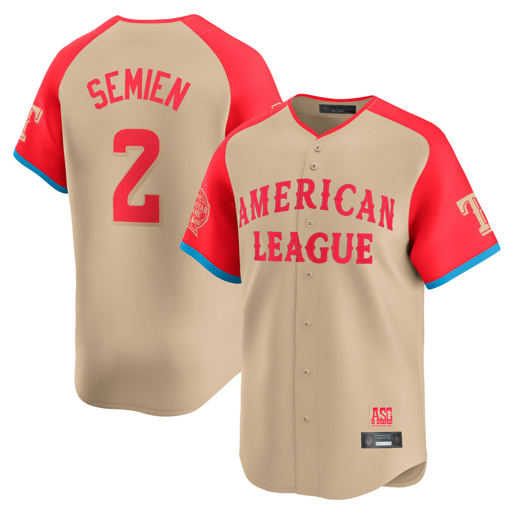 Perkns T.Rangers #2 Marcus Semien Player Cream American League All-Star Game Limited Stitched Jerseys