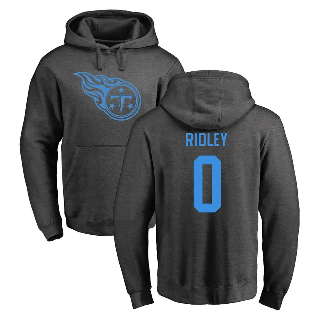 Perkns T.Titans #0 Calvin Ridley Player Ash One Color Pullover Hoodies Home Game Stitched Jerseys
