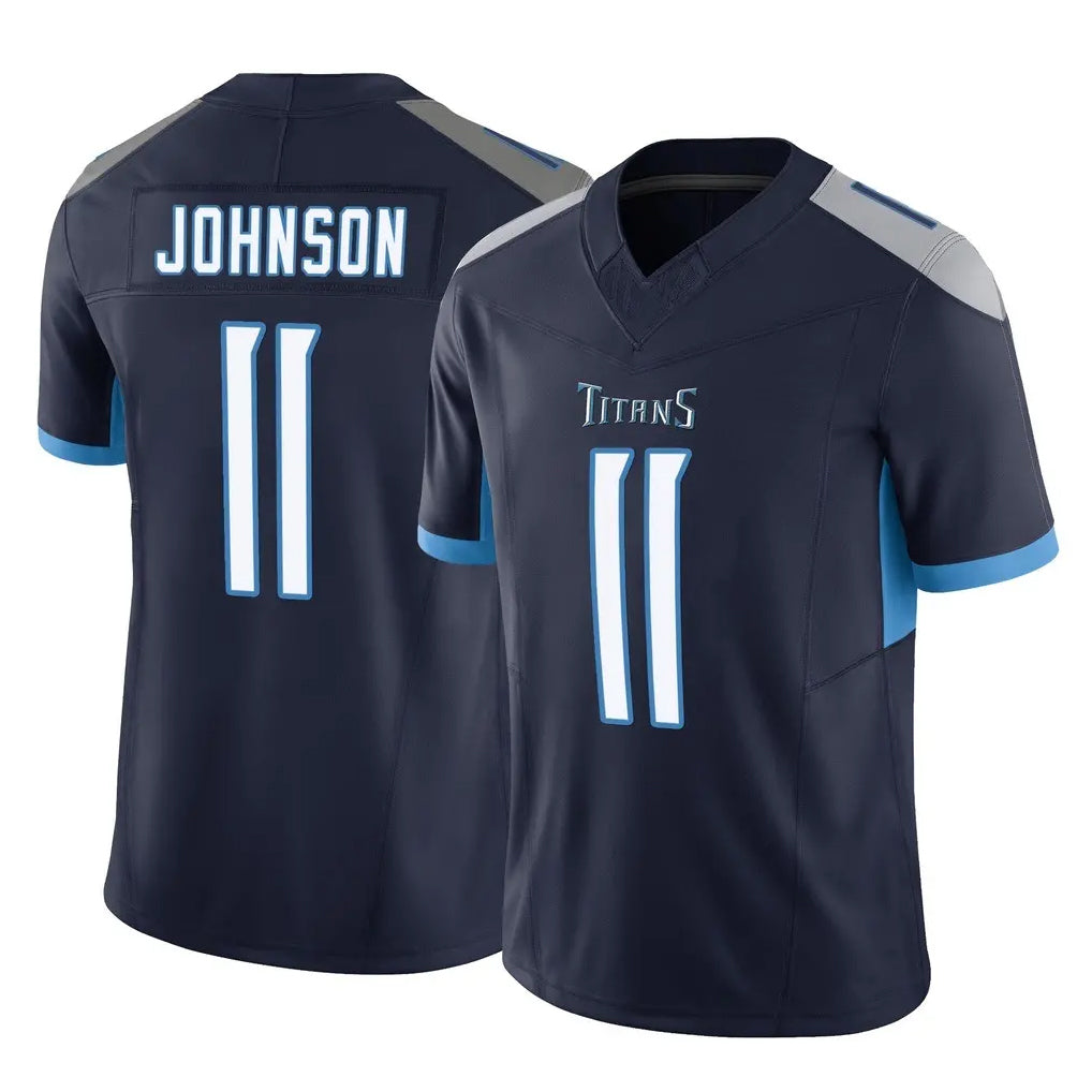Perkns T.Titans #11 Jermaine Johnson II Player Navy Limited Vapor F.U.S.E. Home Game Stitched Jerseys