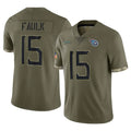 Perkns T.Titans #15 Keldric Faulk Player Olive Limited Salute to Service Home Game Stitched Jerseys