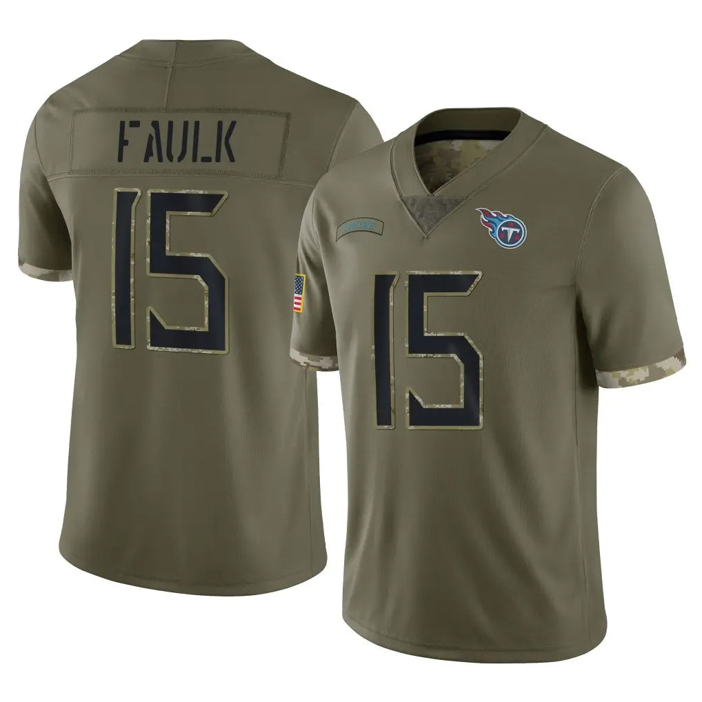 Perkns T.Titans #15 Keldric Faulk Player Olive Limited Salute to Service Home Game Stitched Jerseys