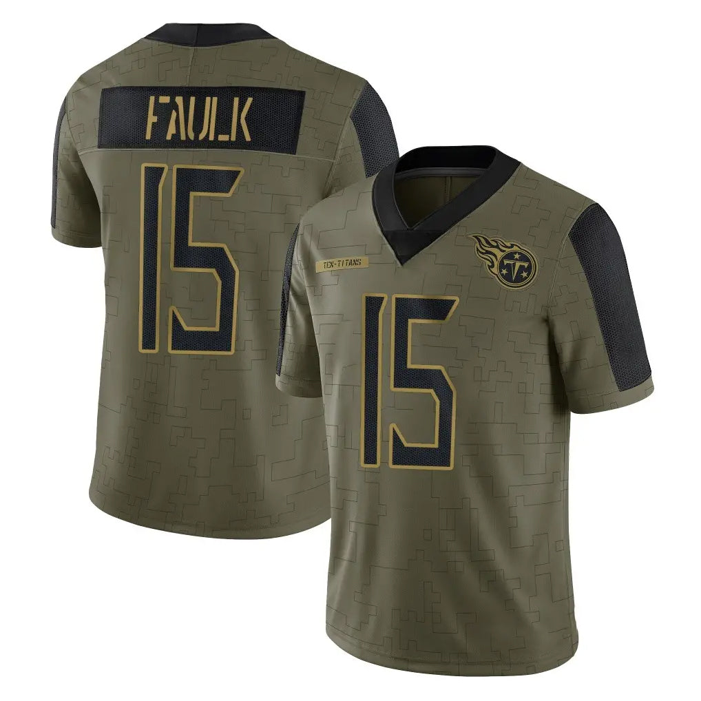 Perkns T.Titans #15 Keldric Faulk Player Olive Salute to Service Limited Home Game Stitched Jerseys