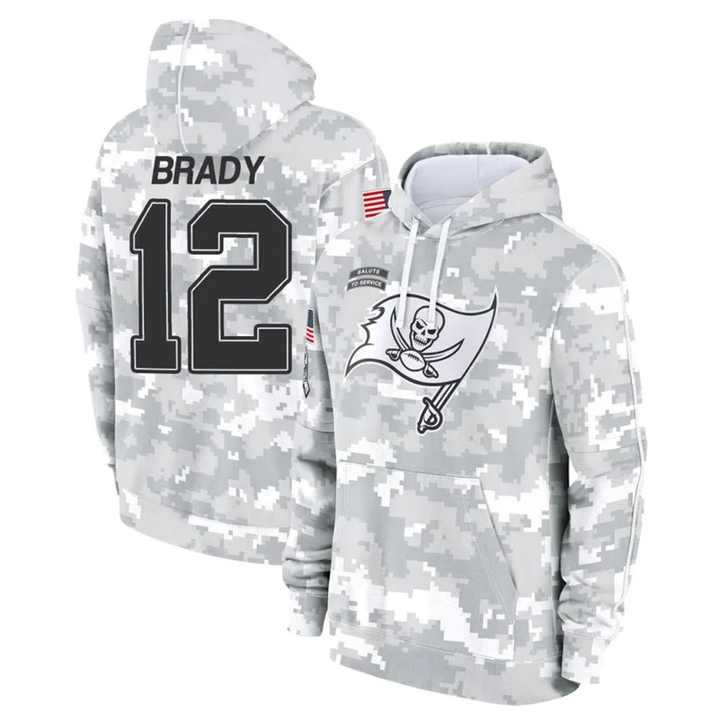 Perkns TB.Buccaneers #12 Tom Brady Player Salute to Service Hoodies Stitched Jerseys