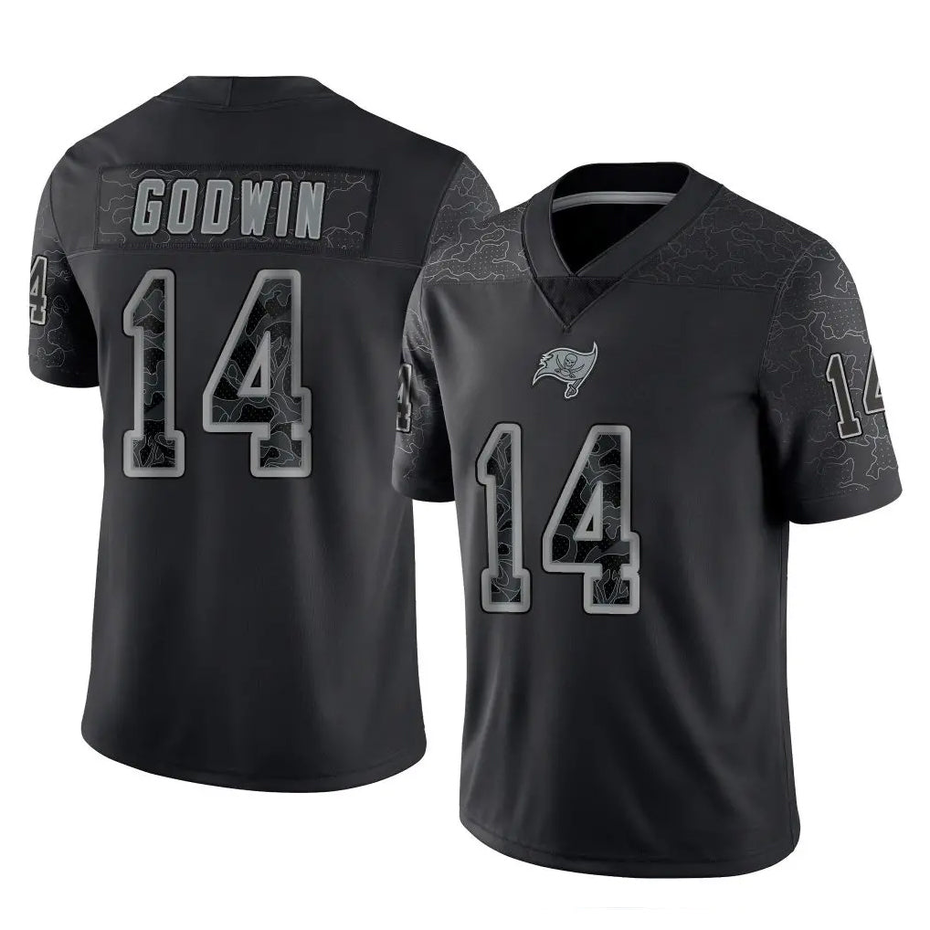 Perkns TB.Buccaneers #14 Chris Godwin Jr. Player Black Reflective Limited Home Game Stitched Jerseys