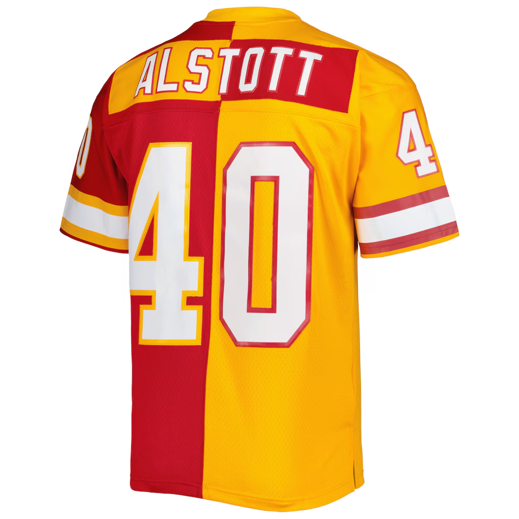 Perkns TB.Buccaneers #40 Mike Alstott Mitchell & Ness OrangeRed 1996 Split Legacy Replica Stitched Puhic Jersey