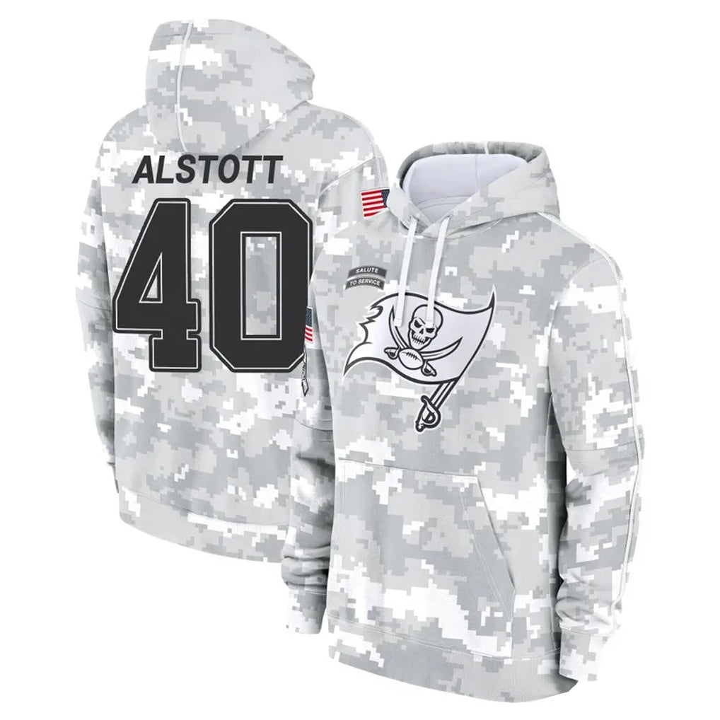 Perkns TB.Buccaneers #40 Mike Alstott Player Arctic Camo Salute to Service Hoodies Stitched Jerseys