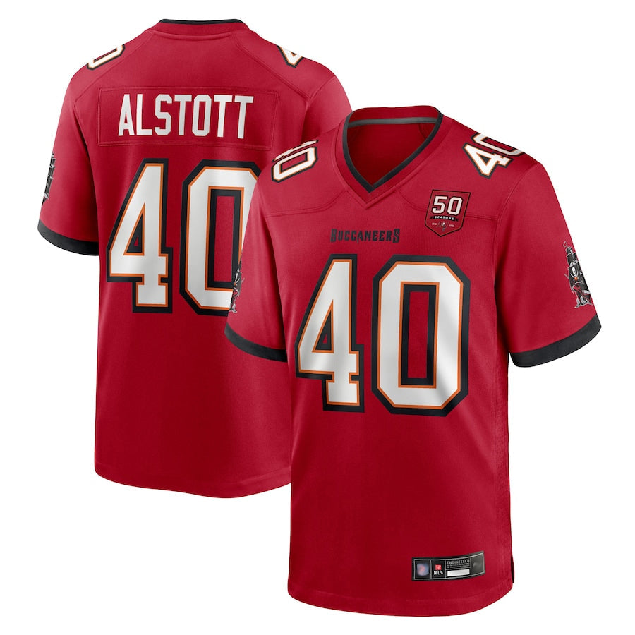 Perkns TB.Buccaneers #40 Mike Alstott Player Red 50th Anniversary GameStitched Jerseys