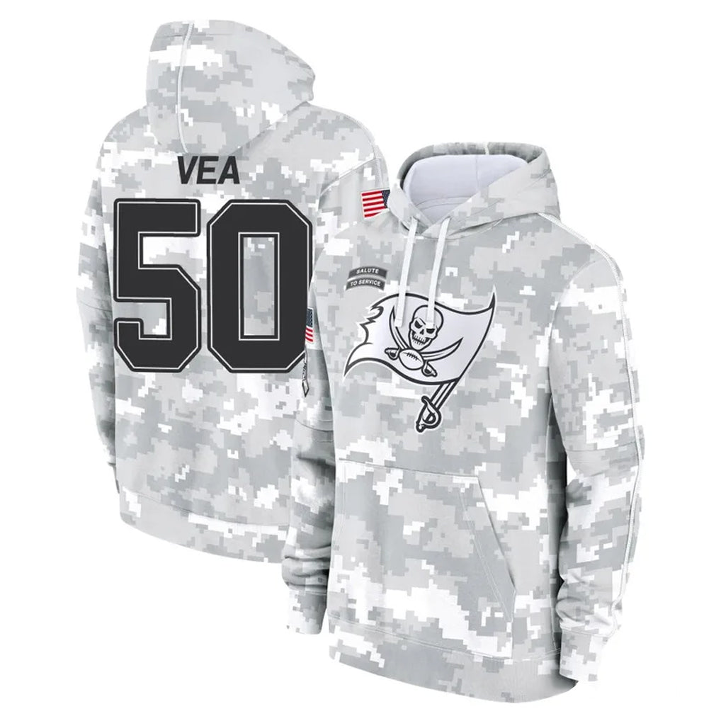 Perkns TB.Buccaneers #50 Vita Vea Player Arctic Camo Limited Salute to Service Pullover Hoodies Game Stitched Jerseys