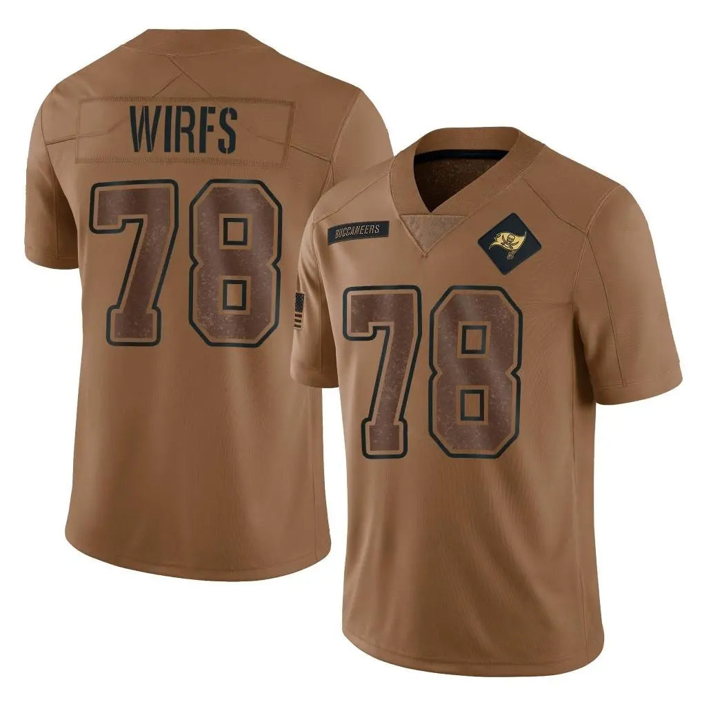 Perkns TB.Buccaneers #78 Tristan Wirfs Player Brown Limited Salute To Service Home Game Stitched Jerseys
