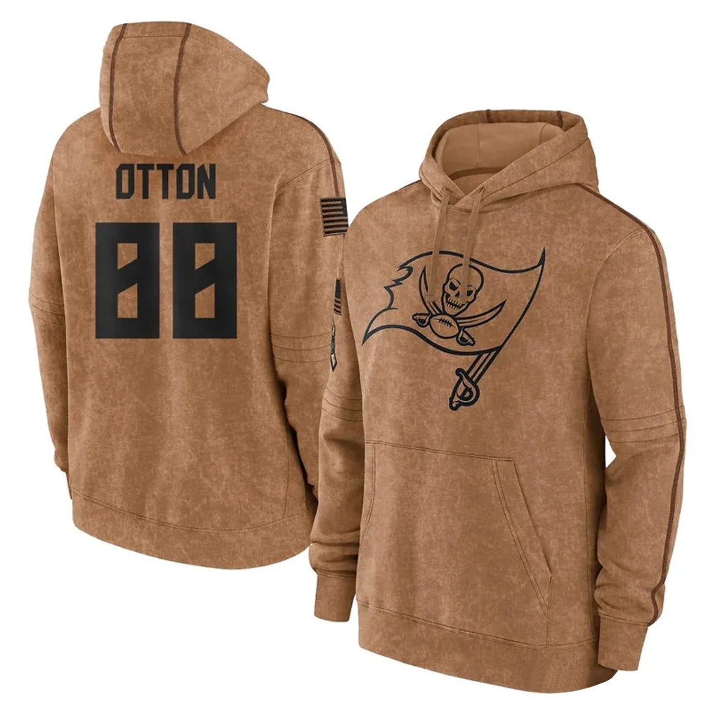 Perkns TB.Buccaneers #88 Cade Otton Player Brown Limited Salute to Service Pullover Hoodies Game Stitched Jerseys
