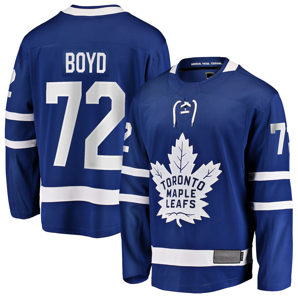 Perkns T.Maple Leafs #72 Travis Boyd Blue Home Breakaway Jerseys