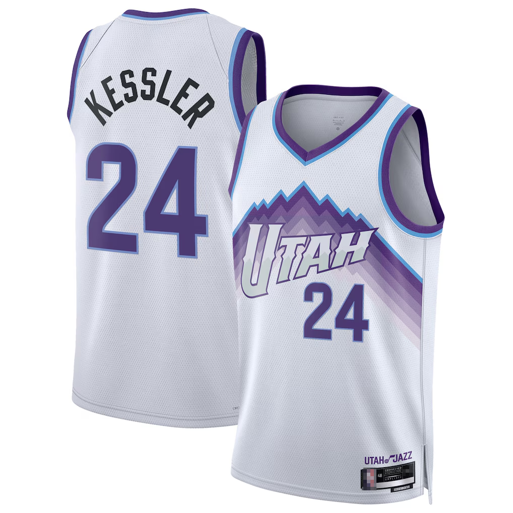 Perkns U.Jazz #24 Walker Kessler White Swingman Jerseys - Association Editio