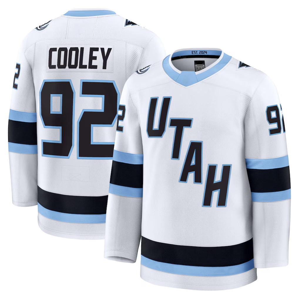 Perkns U.Mammoth #92 Logan Cooley White Away Premium Player Jerseys
